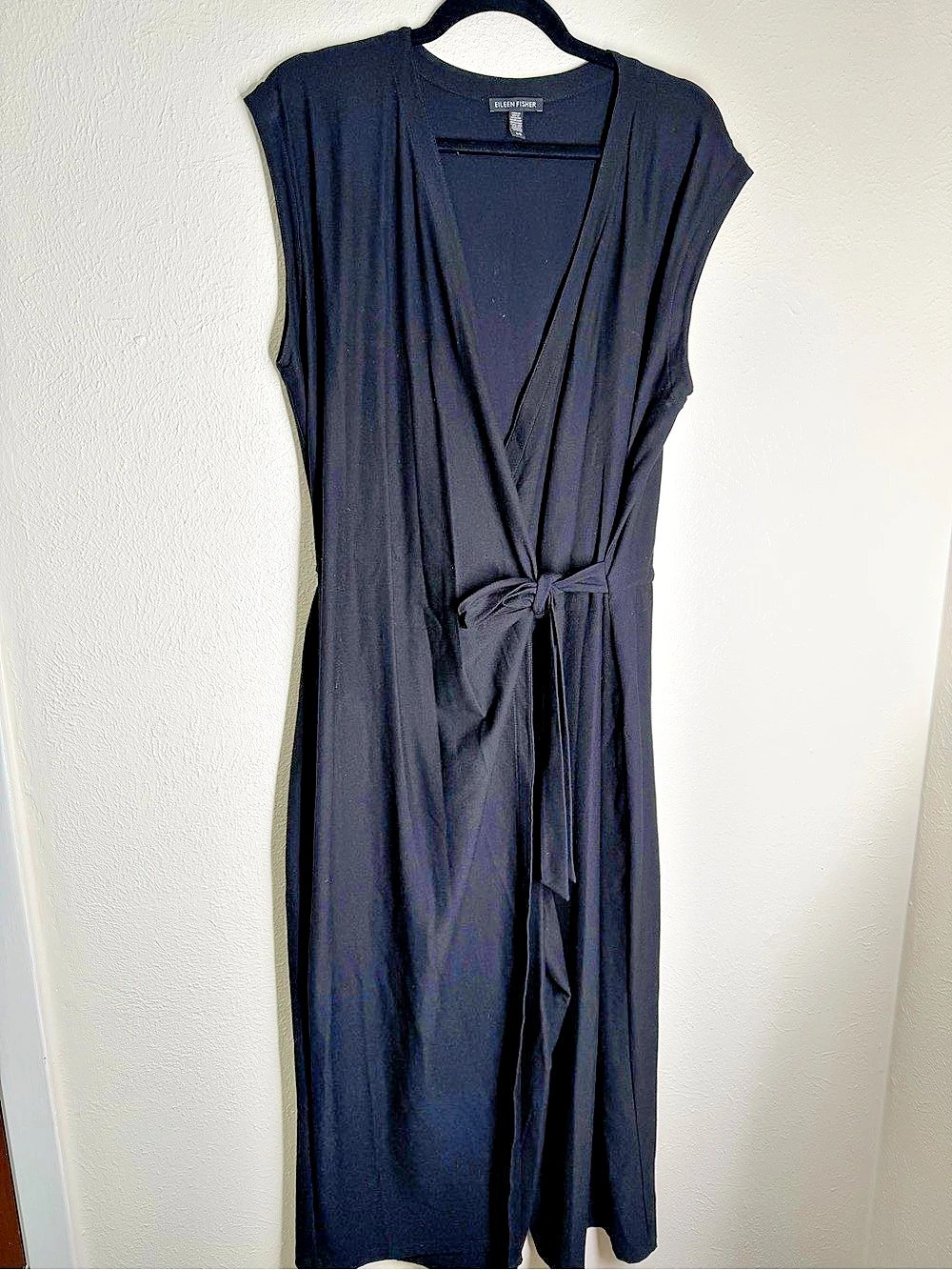 Eileen Fisher Black Maxi wraparound pantsuit.Like New